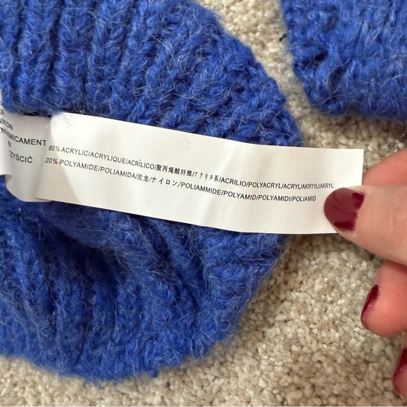 Moon River Anthropologie Electric Blue Chunky Open Knit Sweater Size Large Indie - Picture 7 of 10